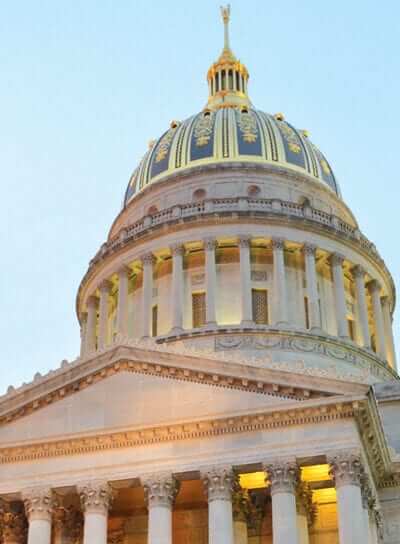 looking up at the State Capital in Charleston